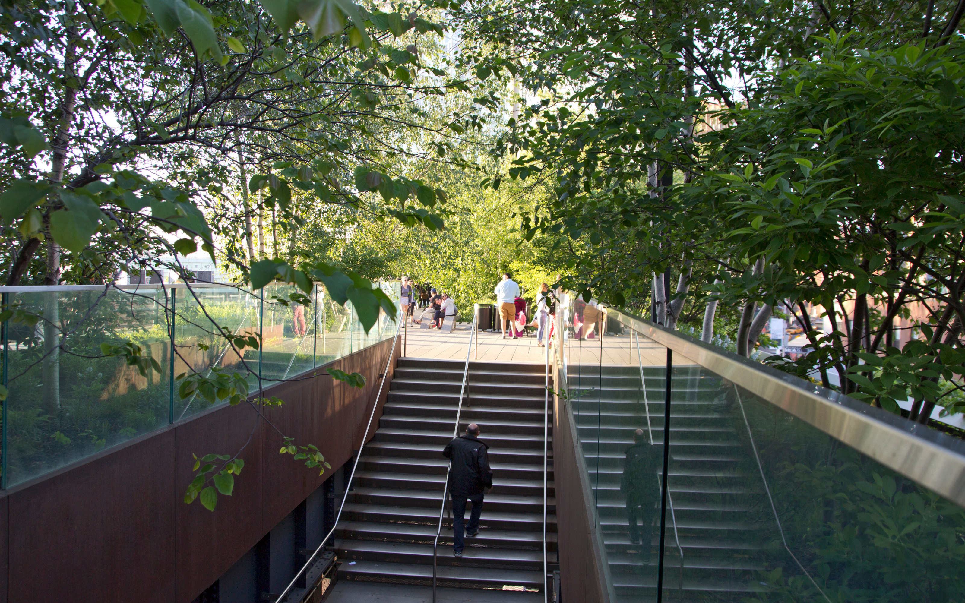 Staircases leading up to the High Line