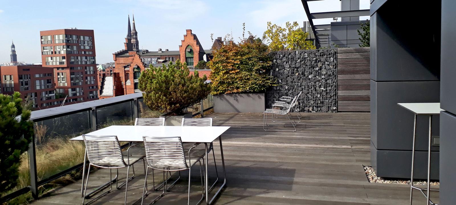 Roof terrace with wooden decking