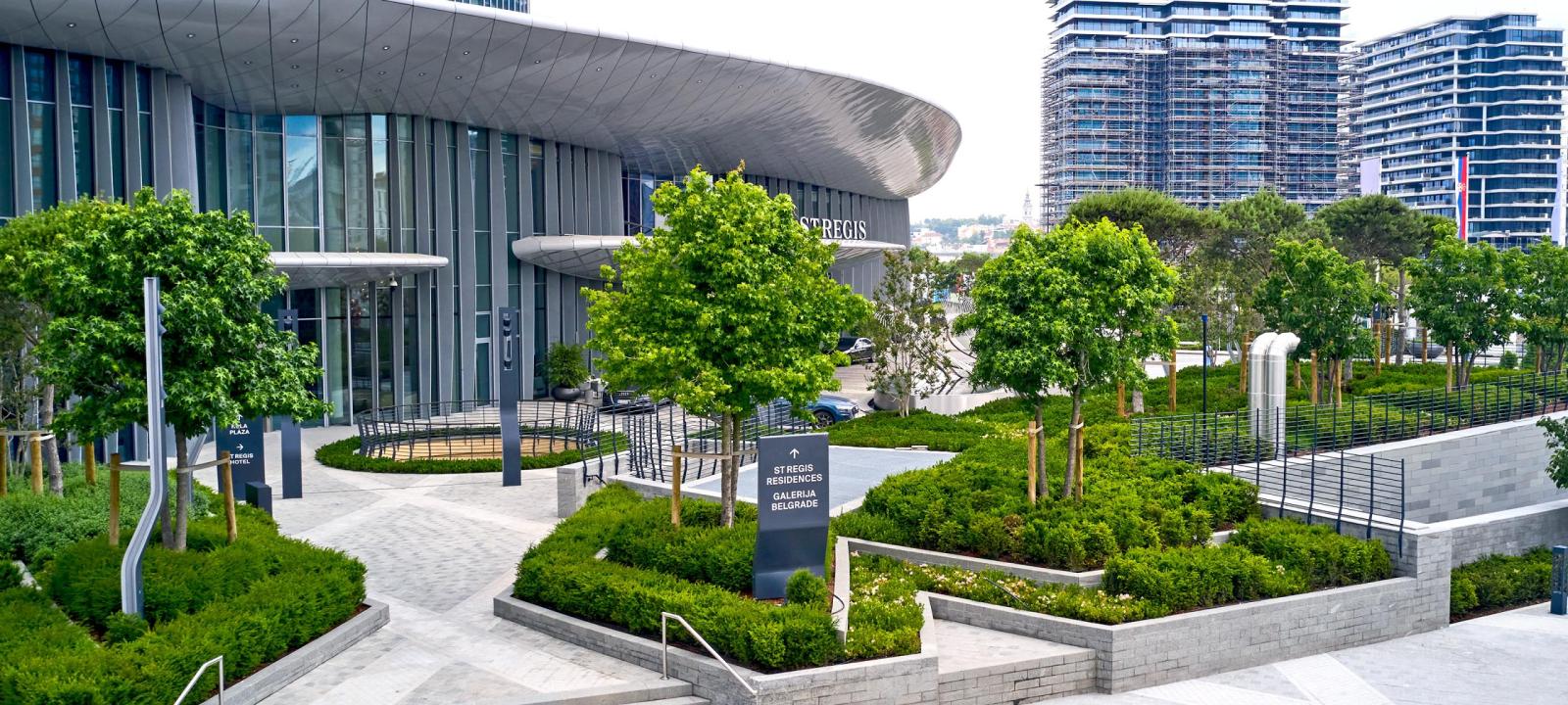 Roof garden on top of an underground garage