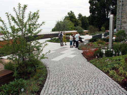 Roof garden with pathway