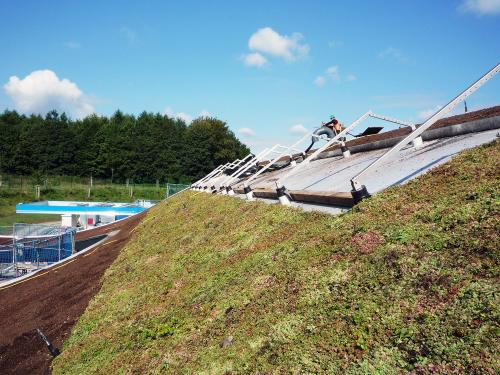 Green roof with vegetation mats