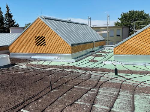 Rooftop with substrate, Aquafleece and dripperlines