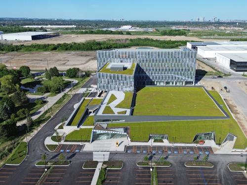 Bird's eye view onto a green roof 