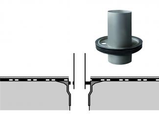The throttle element has a throttle opening and an overflow that extends upwards. It is inserted into the gully within the inspection chamber. Throttle element