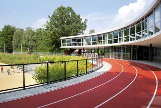 Running track on a school roof