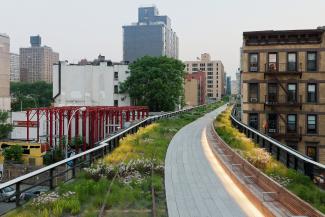 Illuminated walkways of The High Line 