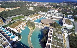 Bird's eye view onto the  Olea All Suite Hotel