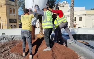 Substrate is being applied on a rooftop